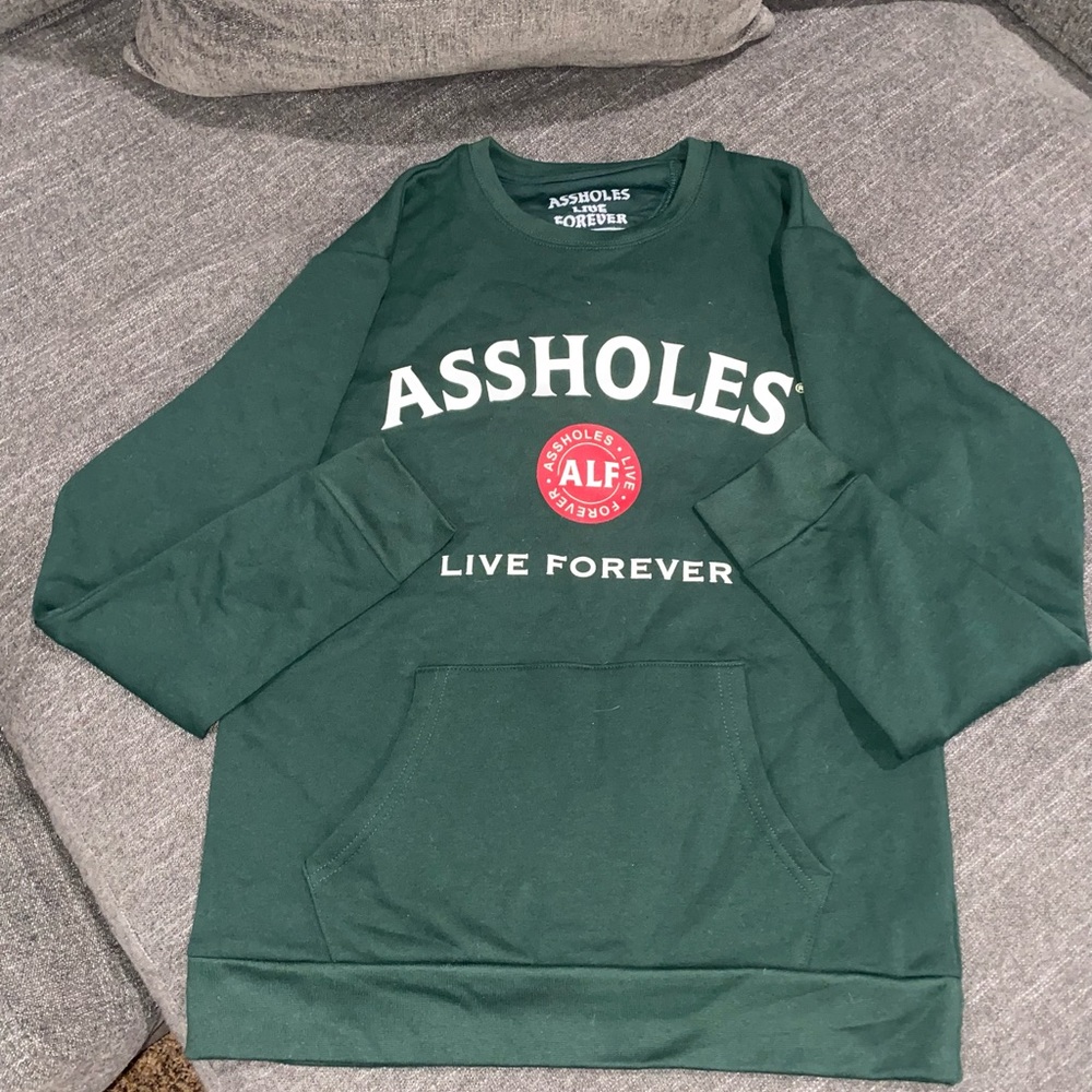 ASSHOLES LIVE FOREVER // CREW NECK // NEW // Small // GREEN